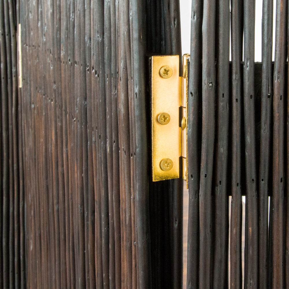 Paravent Raumteiler 3 teilig Holz Trennwand Sichtschutz Weidenparavent Braun - Palo24