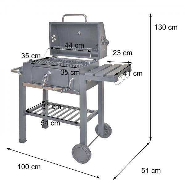 Grillwagen Holzkohlegrill Standgrill Barbecue BBQ Gartengrill mit Deckel Ablagen, Stahl, 110x100x51cm schwarz - Palo24