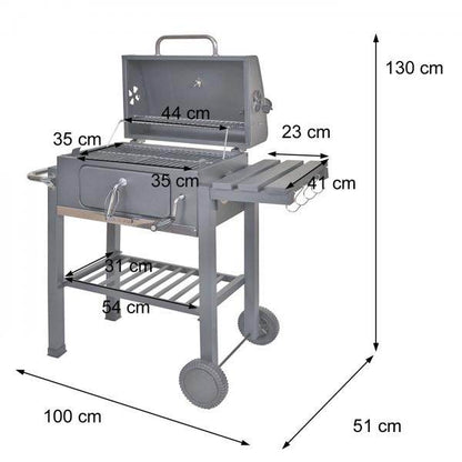 Grillwagen Holzkohlegrill Standgrill Barbecue BBQ Gartengrill mit Deckel Ablagen, Stahl, 110x100x51cm schwarz - Palo24