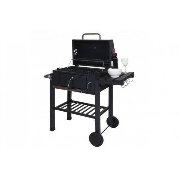 Grillwagen Holzkohlegrill Standgrill Barbecue BBQ Gartengrill mit Deckel Ablagen, Stahl, 110x100x51cm schwarz - Palo24