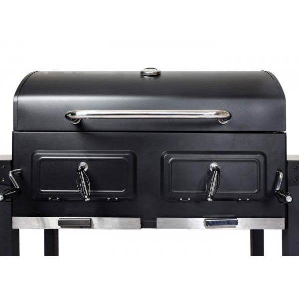 Holzkohlegrill HWC-K94, Grillwagen Standgrill BBQ Gartengrill mit Deckel Ablage, Stahl Emaille 110x153x60cm schwarz - Palo24