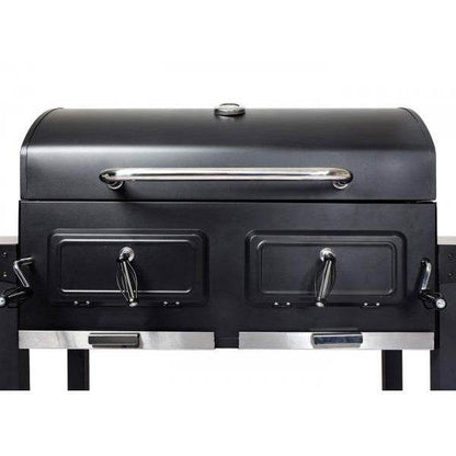Holzkohlegrill HWC-K94, Grillwagen Standgrill BBQ Gartengrill mit Deckel Ablage, Stahl Emaille 110x153x60cm schwarz - Palo24
