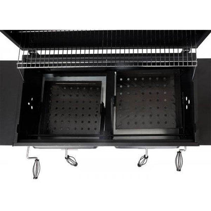 Holzkohlegrill HWC-K94, Grillwagen Standgrill BBQ Gartengrill mit Deckel Ablage, Stahl Emaille 110x153x60cm schwarz - Palo24