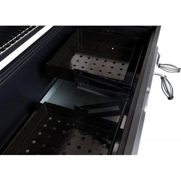Holzkohlegrill HWC-K94, Grillwagen Standgrill BBQ Gartengrill mit Deckel Ablage, Stahl Emaille 110x153x60cm schwarz - Palo24