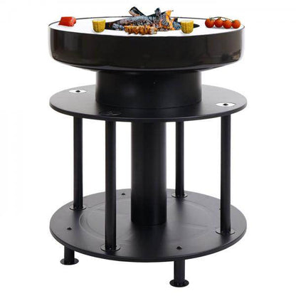 Feuerschale mit Grill HWC-K95, Feuerstelle Grill BBQ, Grillplatte Ablagefläche, Stahl Edelstahl Emaille Ø 56cm schwarz - Palo24