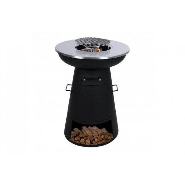 Feuerschale mit Grill HWC-K96, Feuerstelle Feuerkorb BBQ, Grillrost Grillplatte, Stahl Edelstahl Ø 58cm schwarz - Palo24