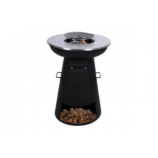 Feuerschale mit Grill HWC-K96, Feuerstelle Feuerkorb BBQ, Grillrost Grillplatte, Stahl Edelstahl Ø 58cm schwarz - Palo24