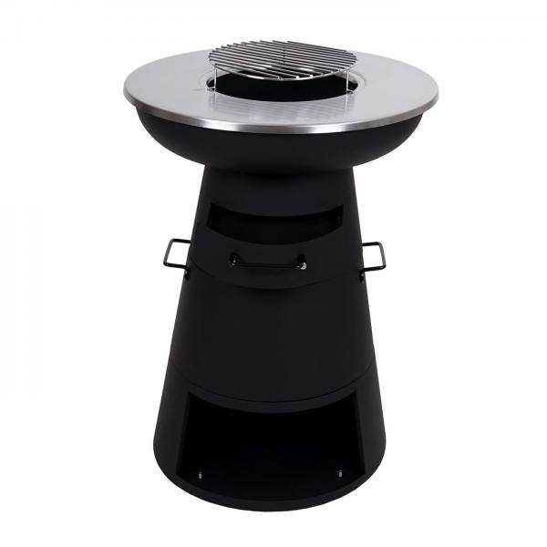 Feuerschale mit Grill HWC-K96, Feuerstelle Feuerkorb BBQ, Grillrost Grillplatte, Stahl Edelstahl Ø 58cm schwarz - Palo24