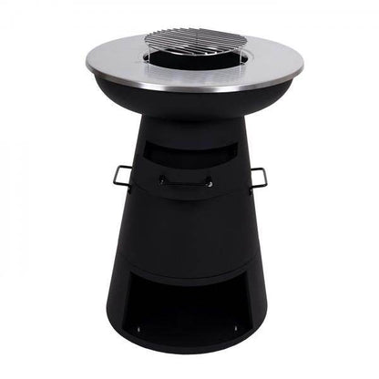 Feuerschale mit Grill HWC-K96, Feuerstelle Feuerkorb BBQ, Grillrost Grillplatte, Stahl Edelstahl Ø 58cm schwarz - Palo24