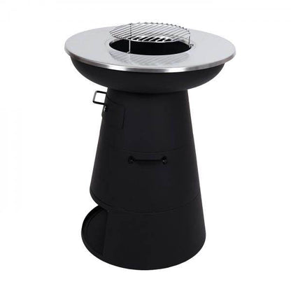Feuerschale mit Grill HWC-K96, Feuerstelle Feuerkorb BBQ, Grillrost Grillplatte, Stahl Edelstahl Ø 58cm schwarz - Palo24