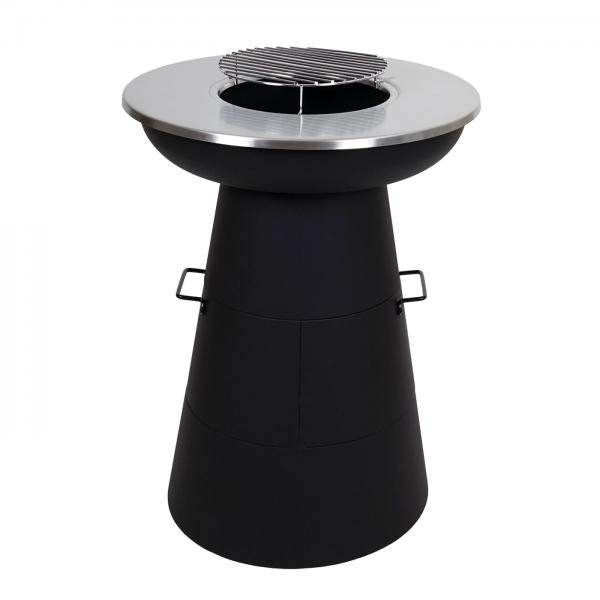 Feuerschale mit Grill HWC-K96, Feuerstelle Feuerkorb BBQ, Grillrost Grillplatte, Stahl Edelstahl Ø 58cm schwarz - Palo24