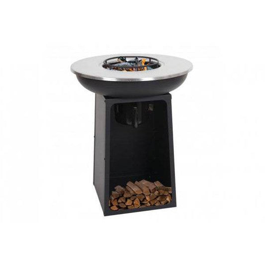 Feuerschale mit Grillplatte HWC-K97 Feuerstelle Grill Feuerkorb BBQ Outdoor Kochplatte, Stahl Edelstahl ~ Ø59cm schwarz - Palo24