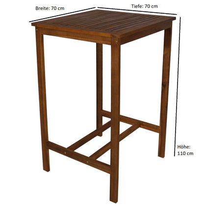Table de bar INDRA 70x70cm, bois d'acacia huilé, certifié FSC®