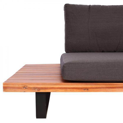 Garten-Garnitur HWC-H54, Garnitur Sitzgruppe Lounge-Set, Spun Poly Akazie Holz MVG Alu ~ braun, Polster dunkelgrau - Palo24