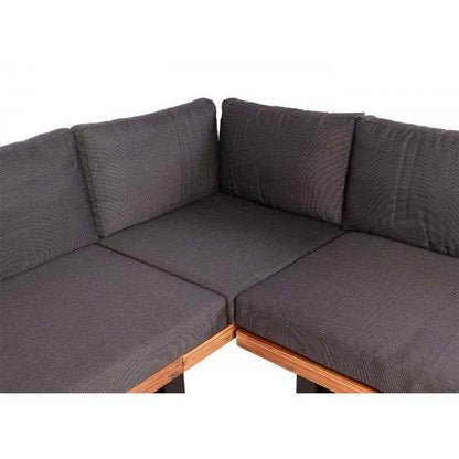 Garten-Garnitur mit Sessel Lounge-Set Sofa, Spun Poly Akazie Holz MVG Aluminium ~ braun, Polster dunkelgrau - Palo24