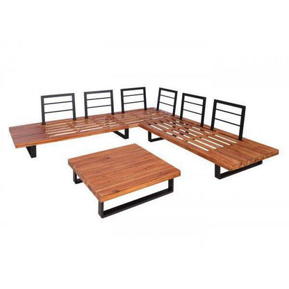 Garten-Garnitur mit Sessel Lounge-Set Sofa, Spun Poly Akazie Holz MVG Aluminium ~ braun, Polster cremeweiss - Palo24