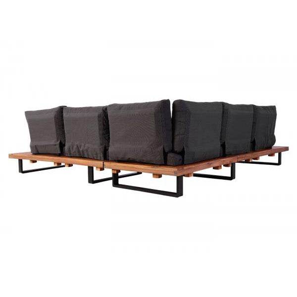 Garten-Garnitur HWC-H54, Garnitur Sitzgruppe Lounge-Set, Spun Poly Akazie Holz MVG Alu ~ braun, Polster dunkelgrau - Palo24