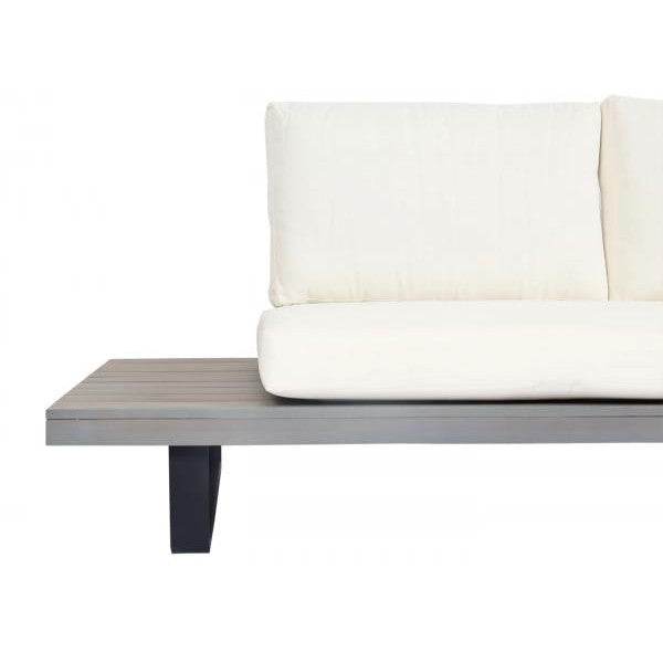 Garten-Garnitur mit Sessel Lounge-Set Sofa, Spun Poly Akazie Holz MVG Aluminium ~ grau, Polster cremeweiss - Palo24