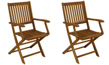 Set di 2 sedie pieghevoli con braccioli BENITA, acacia oliata