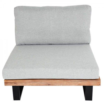 Garten-Garnitur mit Sessel HWC-H54, Lounge-Set Sofa, Spun Poly Akazie Holz MVG Aluminium ~ hellbraun, Polster hellgrau - Palo24