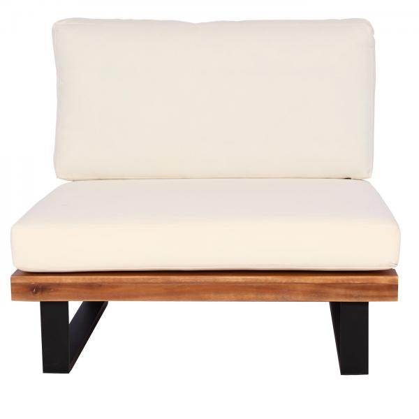Garten-Garnitur mit Sessel Lounge-Set Sofa, Spun Poly Akazie Holz MVG Aluminium ~ braun, Polster cremeweiss - Palo24