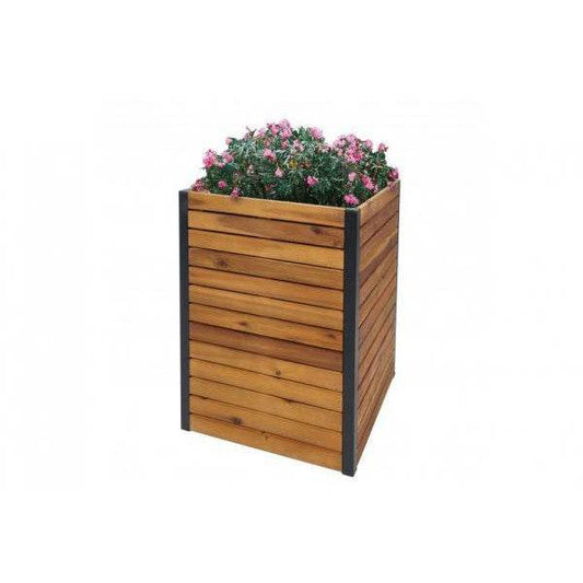 Pflanzkasten HWC-L23, Hochbeet Blumenkasten, Outdoor Akazie Holz FSC-zertifiziert Aluminium ~ 60x42x42cm braun - Palo24