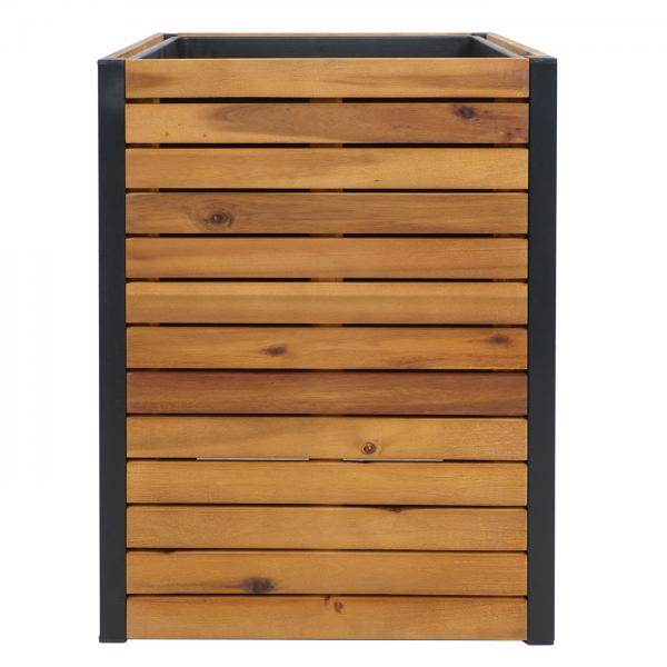 Pflanzkasten HWC-L23, Hochbeet Blumenkasten, Outdoor Akazie Holz FSC-zertifiziert Aluminium ~ 60x42x42cm braun - Palo24