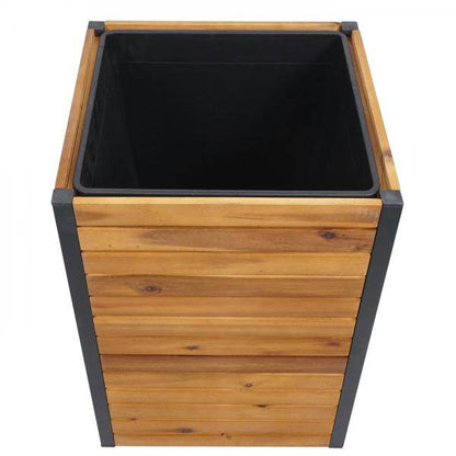 Pflanzkasten HWC-L23, Hochbeet Blumenkasten, Outdoor Akazie Holz FSC-zertifiziert Aluminium ~ 60x42x42cm braun - Palo24