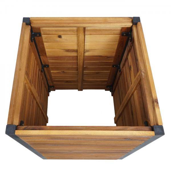 Pflanzkasten HWC-L23, Hochbeet Blumenkasten, Outdoor Akazie Holz FSC-zertifiziert Aluminium ~ 60x42x42cm braun - Palo24