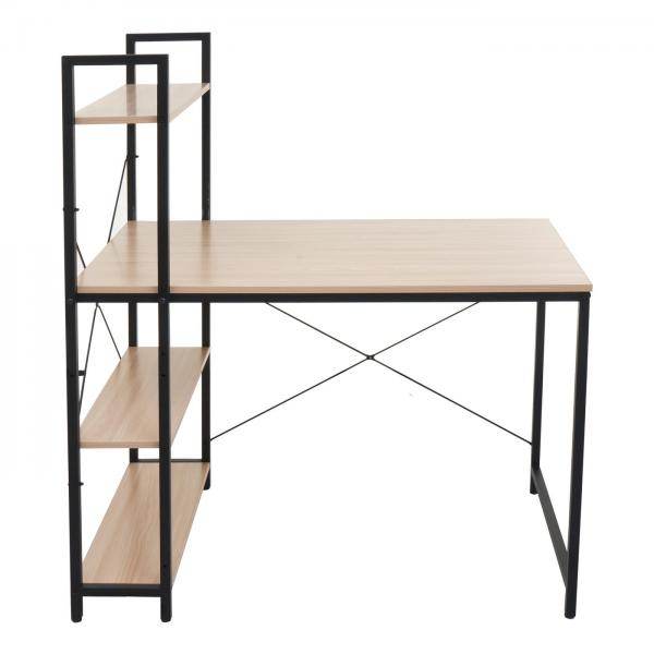 Schreibtisch mit Regal Laptoptisch Bürotisch Arbeitstisch, 100x60cm Metall Holz ~ natur - Palo24