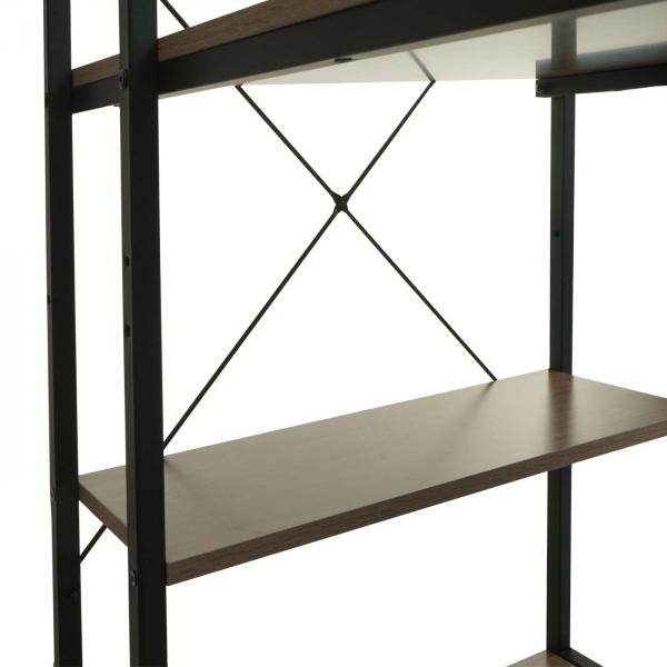 Schreibtisch mit Regal Laptoptisch Bürotisch Arbeitstisch, 100x60cm Metall MDF ~ grau-braun - Palo24