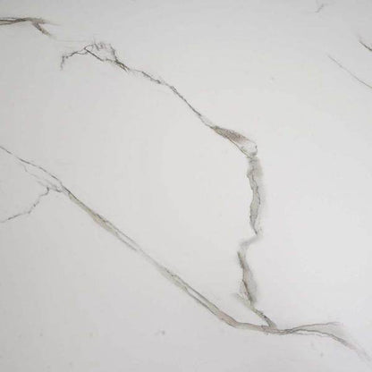 Schreibtisch mit Regal Laptoptisch Bürotisch Arbeitstisch, 100x60cm Metall MDF ~ Marmor-Optik weiss - Palo24