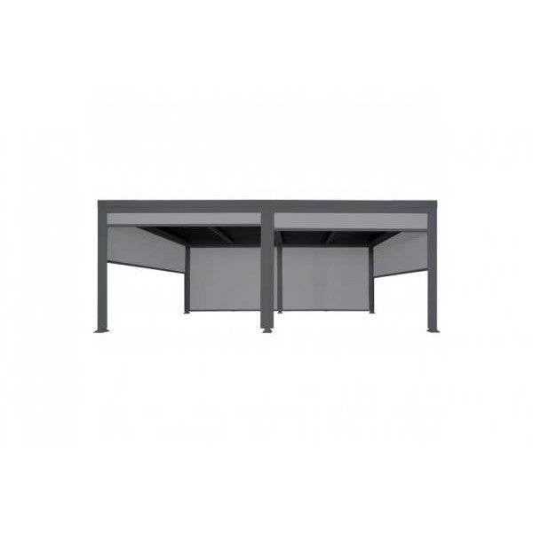 Alu Pergola HWC-L41 mit 6x Seitenwand, Lamellen-Pavillon, stabiles 8cm-Metall-Gestell 3x6m ~ anthrazit - Palo24