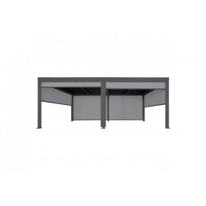 Alu Pergola HWC-L41 mit 6x Seitenwand, Lamellen-Pavillon, stabiles 8cm-Metall-Gestell 3x6m ~ anthrazit - Palo24