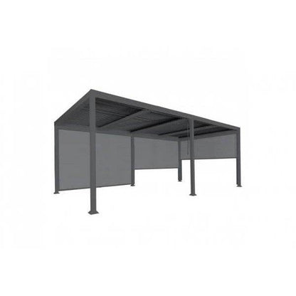 Alu Pergola HWC-L41 mit 3x Seitenwand, Lamellen-Pavillon, stabiles 8cm-Metall-Gestell 3x6m ~ anthrazit - Palo24