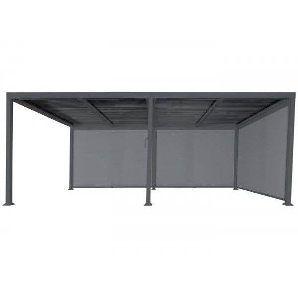 Alu Pergola HWC-L41 mit 3x Seitenwand, Lamellen-Pavillon, stabiles 8cm-Metall-Gestell 3x6m ~ anthrazit - Palo24