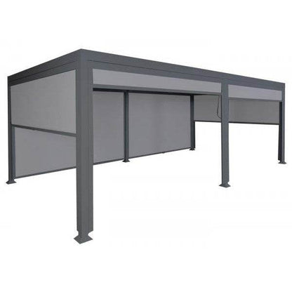 Alu Pergola HWC-L41 mit 6x Seitenwand, Lamellen-Pavillon, stabiles 8cm-Metall-Gestell 3x6m ~ anthrazit - Palo24