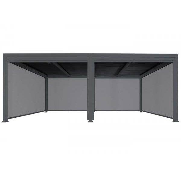 Alu Pergola HWC-L41 mit 6x Seitenwand, Lamellen-Pavillon, stabiles 8cm-Metall-Gestell 3x6m ~ anthrazit - Palo24