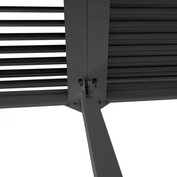 Alu Pergola HWC-L41 mit 6x Seitenwand, Lamellen-Pavillon, stabiles 8cm-Metall-Gestell 3x6m ~ anthrazit - Palo24