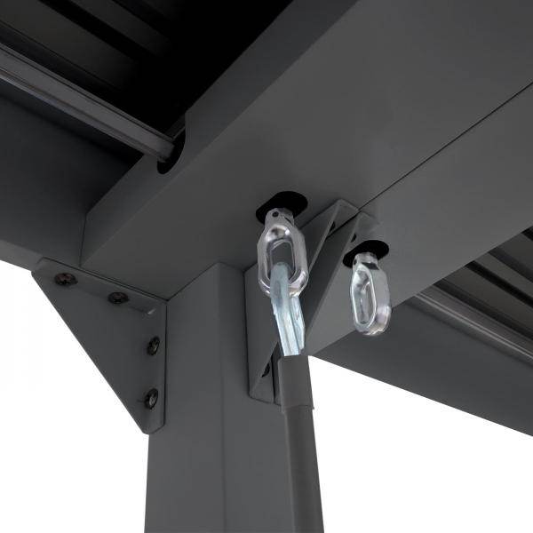 Alu Pergola HWC-L41 mit 3x Seitenwand, Lamellen-Pavillon, stabiles 8cm-Metall-Gestell 3x6m ~ anthrazit - Palo24