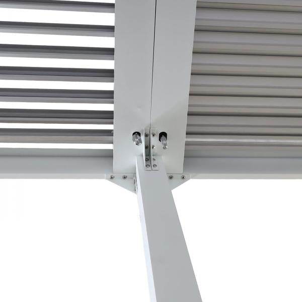 Alu Pergola HWC-L41 mit 3x Seitenwand, Lamellen-Pavillon, stabiles 8cm-Metall-Gestell 3x6m ~ weiss - Palo24