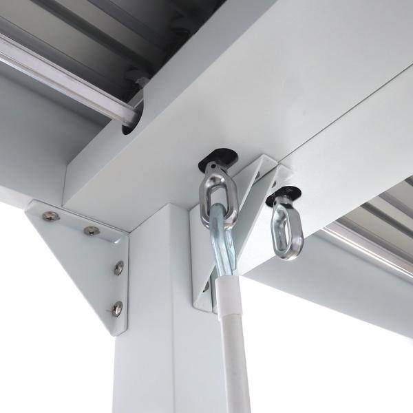 Alu Pergola HWC-L41 mit 3x Seitenwand, Lamellen-Pavillon, stabiles 8cm-Metall-Gestell 3x6m ~ weiss - Palo24