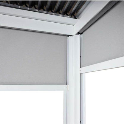 Alu Pergola HWC-L41 mit 3x Seitenwand, Lamellen-Pavillon, stabiles 8cm-Metall-Gestell 3x6m ~ weiss - Palo24