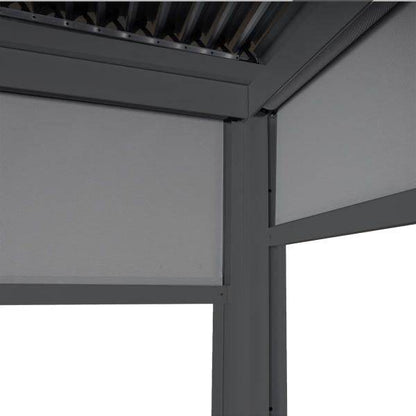 Alu Pergola HWC-L41 mit 6x Seitenwand, Lamellen-Pavillon, stabiles 8cm-Metall-Gestell 3x6m ~ anthrazit - Palo24
