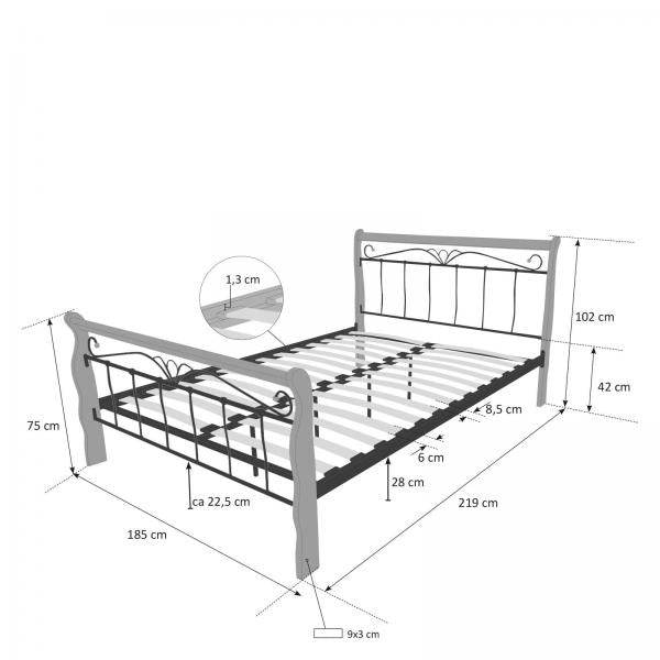 Metallbett 180x200 cm Bettgestell Doppelbett 1008 schwarz - Palo24