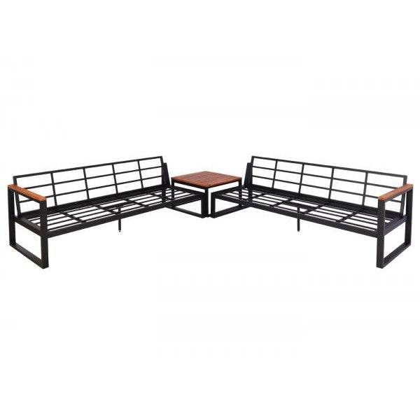 Garten-Garnitur HWC-L26, Gartenlounge Lounge-Set Sitzgruppe Sofa, Aluminium Akazie Holz MVG-zertifiziert ~ dunkelgrau - Palo24