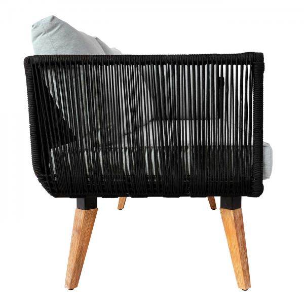 Garten-Garnitur HWC-L30, Garnitur Sitzgruppe Lounge-Set Sofa, Akazie Holz MVG-zertifiziert ~ Polster hellgrau - Palo24