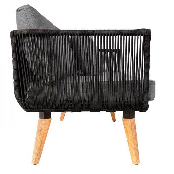 Garten-Garnitur HWC-L30, Garnitur Sitzgruppe Lounge-Set Sofa, Akazie Holz MVG-zertifiziert ~ Polster dunkelgrau - Palo24