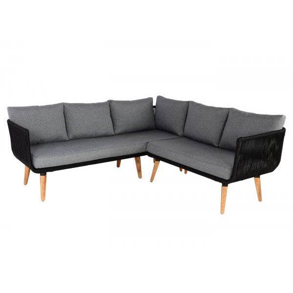 Garten-Garnitur HWC-L30, Garnitur Sitzgruppe Lounge-Set Sofa, Akazie Holz MVG-zertifiziert ~ Polster dunkelgrau - Palo24