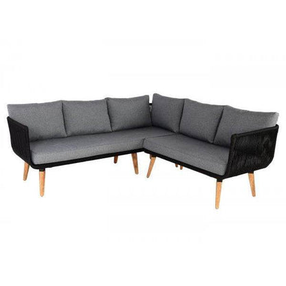 Garten-Garnitur HWC-L30, Garnitur Sitzgruppe Lounge-Set Sofa, Akazie Holz MVG-zertifiziert ~ Polster dunkelgrau - Palo24